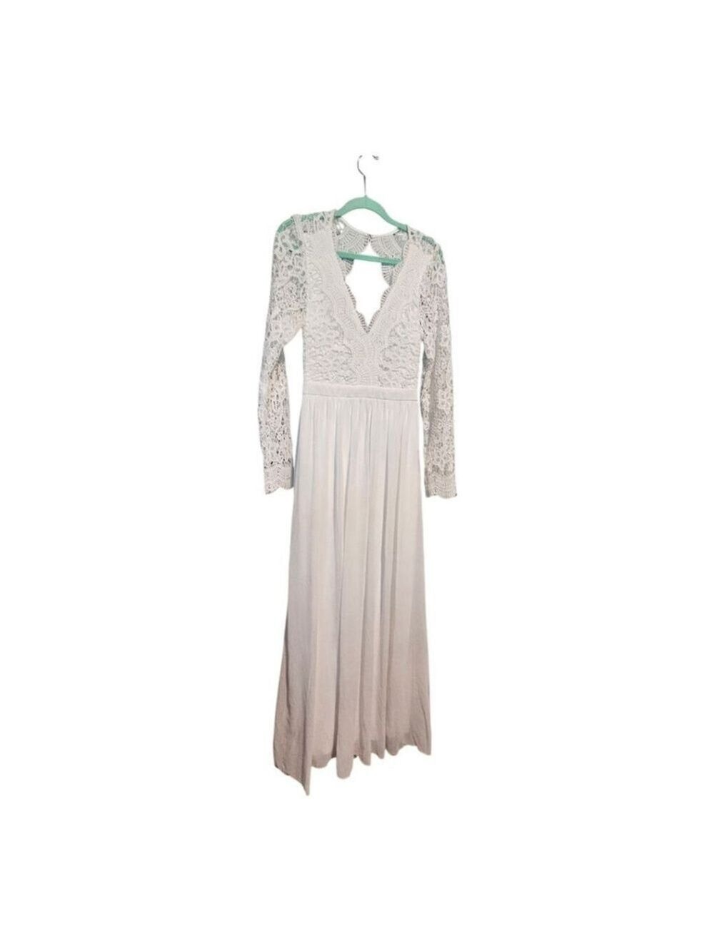 Lulus White Lace Long Sleeve Maxi Wedding Dress Size S - Picture 4 of 16